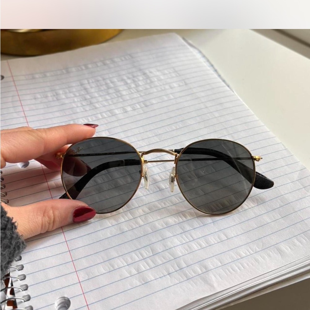 Ray-Ban Gold Frame Sunglasses with Black Lenses